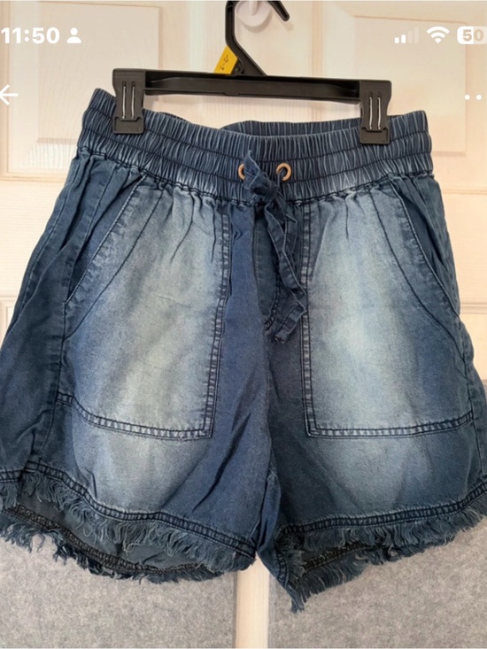 Zenana Outfitters Pants - Zenana Outfitters Blue Washed Denim Drawstring Shorts